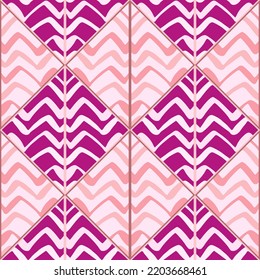 Hand drawn wave mosaic seamless pattern. Decorative zigzag tile endless wallpaper. Creative abstract ornament. Design for fabric, textile print, wrapping paper, cover. Vector illustration