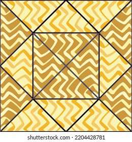 Hand drawn wave mosaic seamless pattern. Decorative zigzag tile endless wallpaper. Creative abstract ornament. Design for fabric, textile print, wrapping paper, cover. Vector illustration