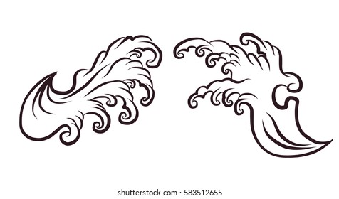 hand drawn wave for tattoo design