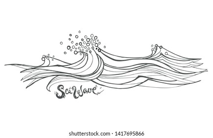 Hand Drawn wave, vector illustration