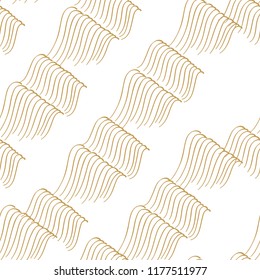 Hand drawn wave vector in Japanese style. Gold line pattern background.