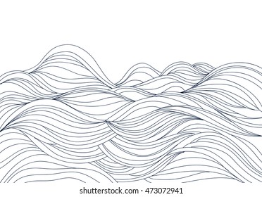 Hand Drawn Waves With Space For Text. Doodle Illustration.