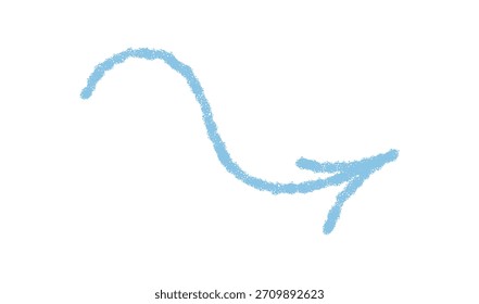 Seta ondulada desenhada à mão com estilo de esboço em azul. Elemento de ícone grungy com um traço rabisco e áspero olhar desenhado à mão para fundos criativos ou projetos de arte.