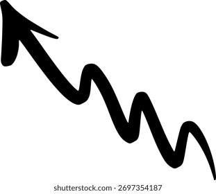 Hand Drawn Wavy Arrow Pointing Upwards