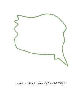 Dibujado a mano de tiza ondulada del contorno del globo del discurso. Burbuja de chat y el icono de diálogo de conversación como mensaje o cita en estilo de círculo verde. Símbolo de contorno perfecto para el diálogo, la charla y el concepto de comunicación.