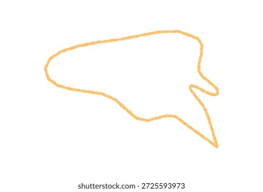 Hand drawn wavy chalk speech bubble forms a unique outline. Orange shape suggests chat or conversation and serves as a message or comment graphic for talk in playful, creative context.