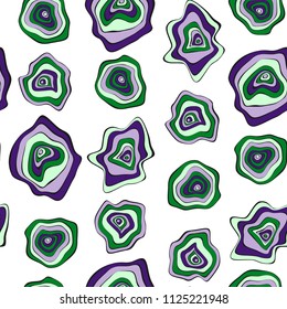 Hand Drawn Wavy Circles. Abstract Seamless Background in Ethnic Style. Vector Psychedelic Pattern with Deformed Rounds. Wave Seamless Pattern for Fabric, Textile, Cloth Design. Distortion, Spots.