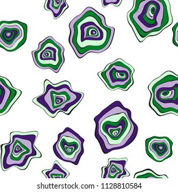 Hand Drawn Wavy Circles. Abstract Seamless Background in Ethnic Style. Vector Psychedelic Pattern with Deformed Rounds. Wave Seamless Pattern for Fabric, Textile, Cloth Design. Distortion, Spots.