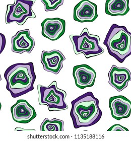 Hand Drawn Wavy Circles. Abstract Seamless Background in Ethnic Style. Vector Psychedelic Pattern with Deformed Rounds. Wave Seamless Pattern for Fabric, Textile, Cloth Design. Distortion, Spots.