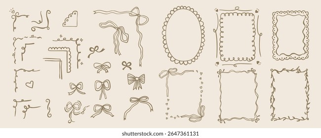 Hand drawn wavy frame border for birthday, wedding , kid invitation design