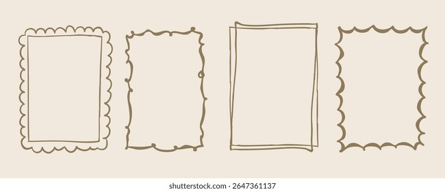 Hand drawn wavy frame border for birthday, wedding , kid invitation design