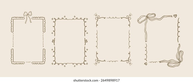 Hand drawn wavy frame border for birthday, wedding , kid invitation design