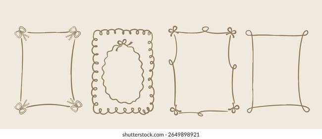 Borda ondulada desenhada à mão moldura para aniversário, casamento , desenho de convite de criança