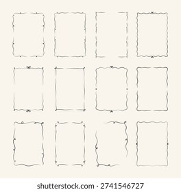 Hand Drawn Wavy Frame Bundle, Whimsical Borders, Doodle Wedding Invitation Borders, Handdrawn Frame Clipart