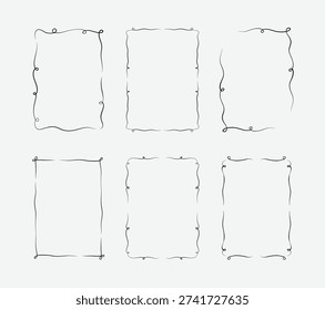Hand Drawn Wavy Frame Bundle, Whimsical Borders, Doodle Wedding Invitation Borders, Handdrawn Frame Clipart