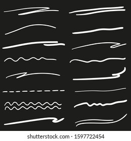 Hand drawn wavy lines. Abstract underlines. Black and white illustration