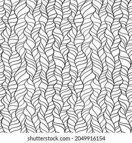 Hand drawn wavy lines. Abstract vector composition with optical illusions and volume.
Geometric seamless pattern for printing on fabrics and paper.
Coloring page