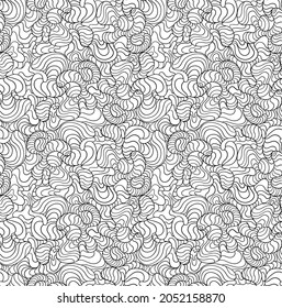 Hand drawn wavy lines. Abstract vector composition with optical illusions and volume.
Geometric seamless pattern for printing on fabrics and paper.
Coloring page