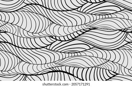 Líneas onduladas dibujadas a mano. Composición del vector abstracto con ilusiones ópticas y volumen.
Patrón geométrico sin soldadura para imprimir sobre tejidos y papel.
página Colorante