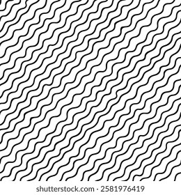 Hand drawn wavy lines, seamless pattern, diagonal structure, geometric vector design