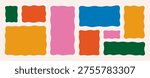 Hand Drawn Wavy Organic Rectangle Frame. Doodle Rectangle Wave Shape. Rectangular Text Box. Vector Irregular Free Hand Forms for Sticker, Banner, Poster, Web Design and Social Media