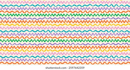 Hand drawn wavy paint brush background. Stripped horizontal vector pattern.