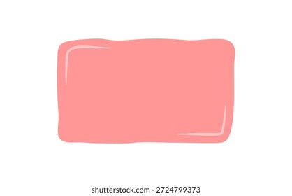 Handgezeichnete gewellte Rechteck Aufkleber Form in weichem Rosa. Organisches Patch-Badge mit Doodle-Vorlage und Hintergrund, verspieltem Label und BLOB-Form als Textelement für kreatives Design.