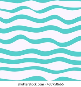  hand drawn wavy stripes vector pattern. Navy blue waves backdrop. Marine striped abstract background.