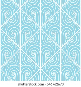 Hand drawn wavy tile seamless pattern.