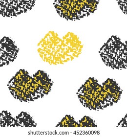 hand drawn wax crayon seamless vector lips pattern
