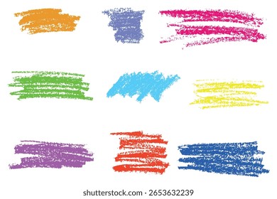 Hand drawn wax crayons brush strokes, paint texture background, highlight shapes, kid drawing doodle scribbles