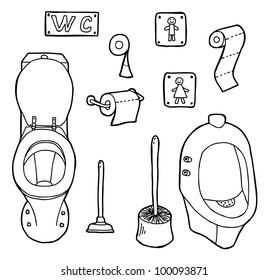 Hand drawn WC set