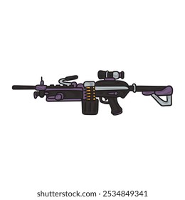 Dibujado a mano ilustración de arma de color - pistola M240