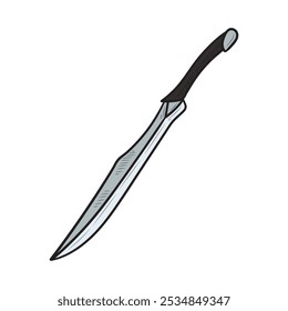 Hand Drawn Weapon Illustration Colored - Sword Machete