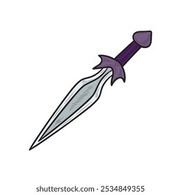 Dibujado a mano ilustración de arma de color - cuchillo Ninja