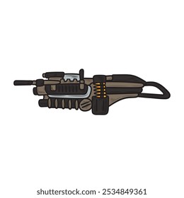 Handgezeichnete Waffe Illustration farbig - Pistole PP90M1