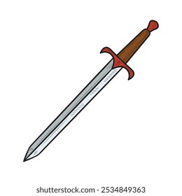 Hand Drawn Weapon Illustration Colored - Samurai Sword