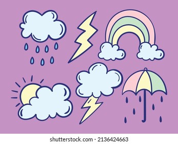 Hand drawn weather cloud scribble doodle Premium Vector