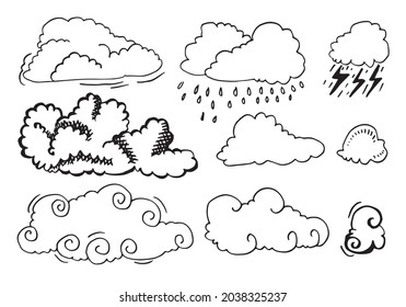 Hand drawn weather collection. Flat style vector illustration on white background.