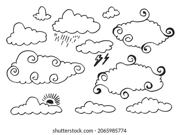 Hand drawn weather collection. Flat style vector illustration on white background.