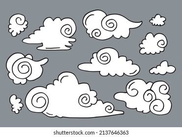 Hand drawn weather collection. Flat style vector illustration on gray background.