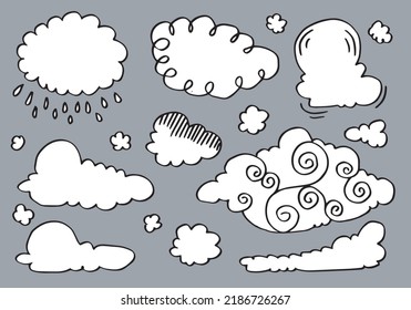 Hand drawn weather collection. Flat style vector illustration on gray background.