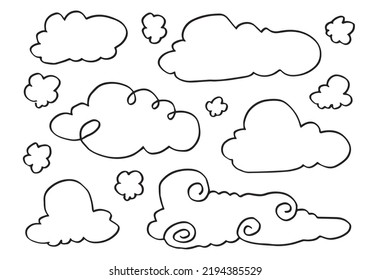 Handgezeichnete Wettersammlung. Flache Vektorgrafik auf weißem Hintergrund.