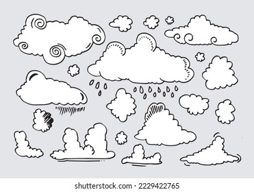 Hand drawn weather collection. Flat style vector illustration on gray background.