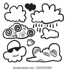 Handgezeichnete Wettersammlung. Flache Vektorgrafik auf grauem Hintergrund.