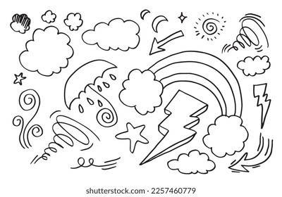 Hand drawn weather collection. vector illustration.