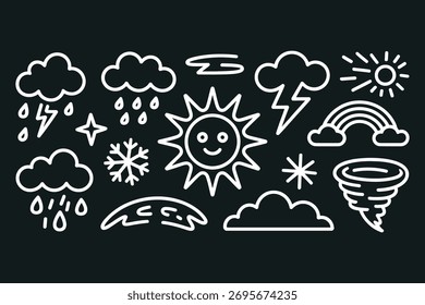 Conjunto de iconos de Clima dibujado a mano