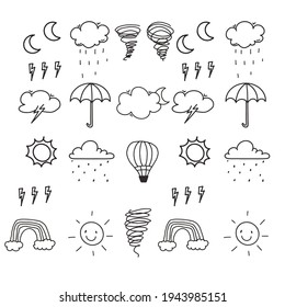 hand drawn weather forecast doodles 