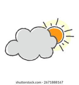 Hand drawn weather icon : Cloudy then sunny