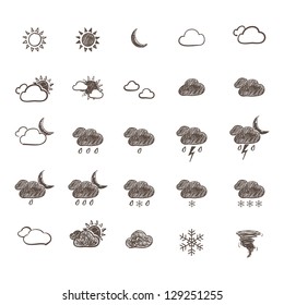 Hand Drawn Weather Icon Set. Vector